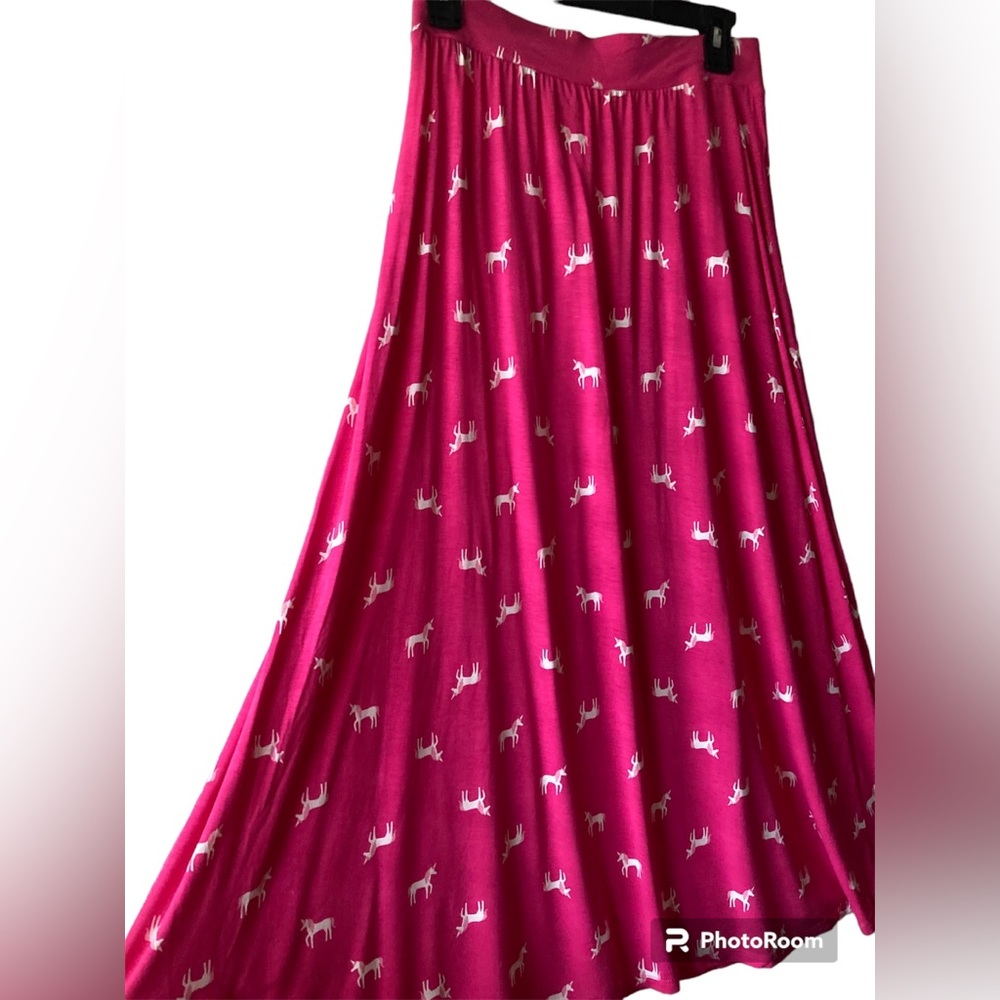 NWT Cat &Jack Girls Unicorn Print Pink Stretchy Maxi Skirt XL